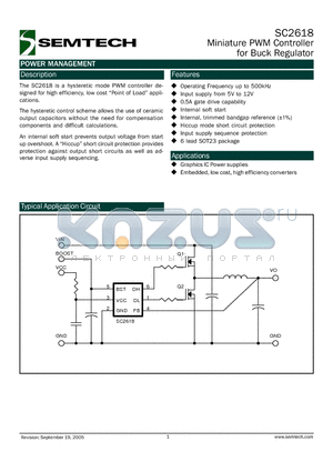 SC2618SKTRT datasheet - Miniature PWM Controller for Buck Regulator