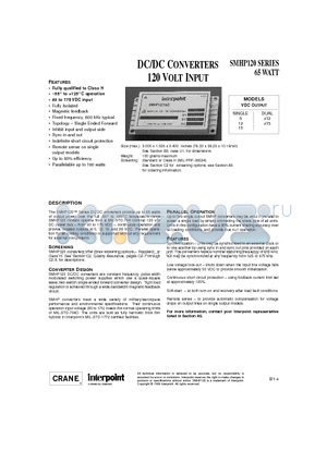 SMHP120 datasheet - DC/DC CONVERTERS 120 VOLT INPUT