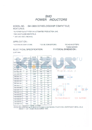 SMI-0805-100 datasheet - SMD POWER INDUCTORS