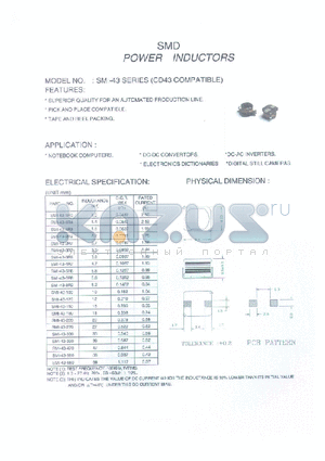 SMI-43-3R3 datasheet - SMD POWER INDUCTORS