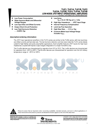 TL071ACDG4 datasheet - LOW-NOISE JFET-INPUT OPERATIONAL AMPLIFIERS