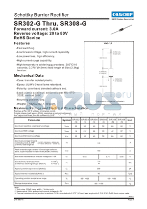 SR304-G datasheet - Schottky Barrier Rectifier