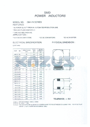 SMI-74-121 datasheet - SMD POWER INDUCTORS