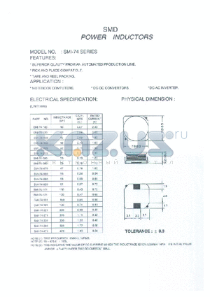 SMI-74-150 datasheet - SMD POWER INDUCTORS