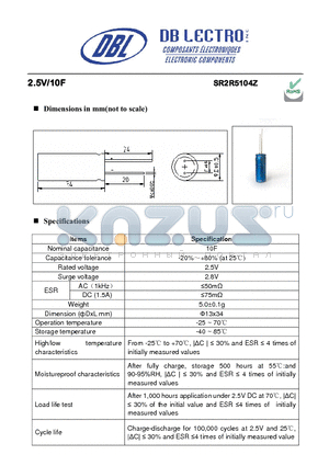 SC2R7103Z datasheet - High capacitance and low resistance for long cycle life applications