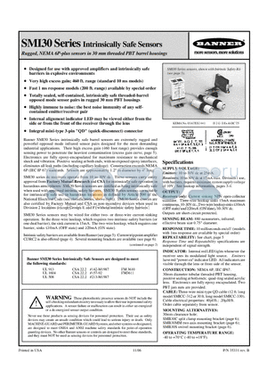 SMI30 datasheet - Intrinsically Safe Sensors