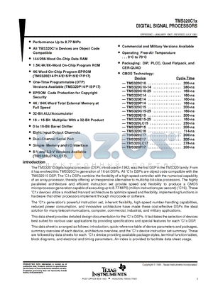 SMJ320C15-25JDM datasheet - DIGITAL SIGNAL PROCESSORS