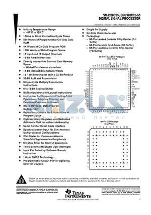 SMJ320C25-50 datasheet - DIGITAL SIGNAL PROCESSOR