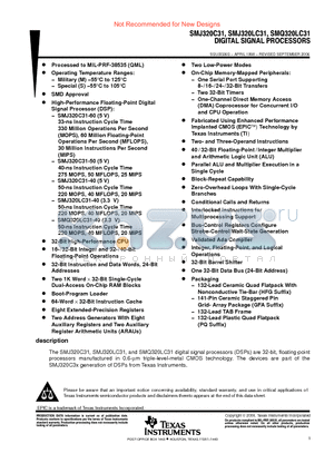 SMJ320C31KGDM40B datasheet - DIGITAL SIGNAL PROCESSORS