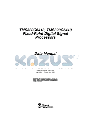 SMJ320C6413ZTS400 datasheet - Fixed-Point Digital Signal Processors