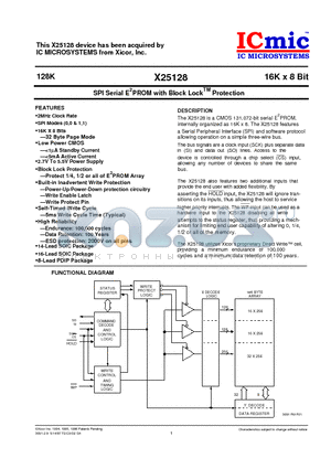 X25128FG datasheet - SPI Serial E2PROM with Block Lock Protection