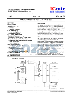 X25128PI datasheet - SPI Serial E2PROM with Block Lock Protection