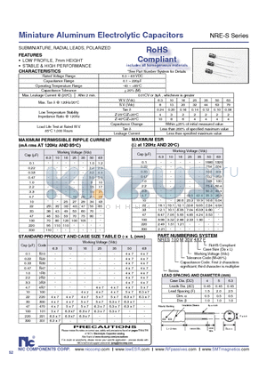 NRES2R2M164X7F datasheet - Miniature Aluminum Electrolytic Capacitors