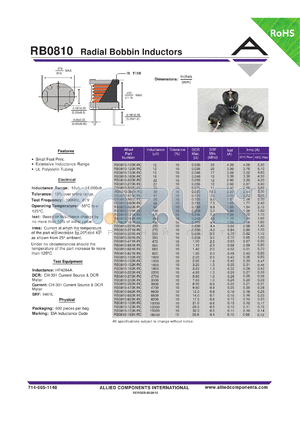 RB0810-150K-RC datasheet - Radial Bobbin Inductors