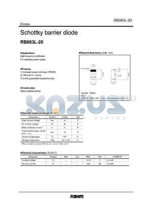 RB083L-20 datasheet - Schottky barrier diode