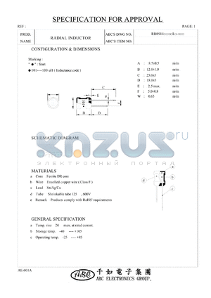 RB0914120KL datasheet - RADIAL INDUCTOR