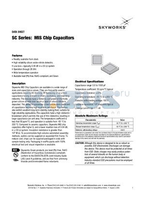 SC33303440 datasheet - MIS Chip Capacitors