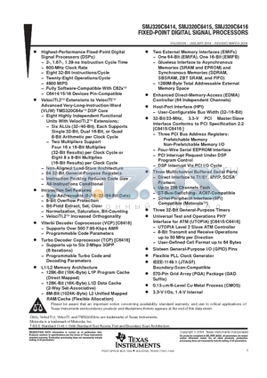 SMJ32C6411 datasheet - FIXED-POINT DIGITAL SIGNAL PROCESSORS