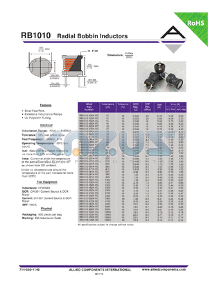 RB1010-120K-RC datasheet - Radial Bobbin Inductors
