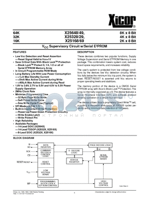 X25169S14I datasheet - V CC Supervisory Circuit w/Serial E 2 PROM