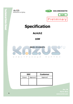 SMJD-3V16W2P4 datasheet - Acrich2 16W Down Light Connect using a AIC directly to AC power