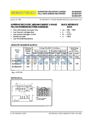 SC3BA10FF datasheet - SUPERFAST RECOVERY 3-PHASE FULL WAVE BRIDGE RECTIFIERS
