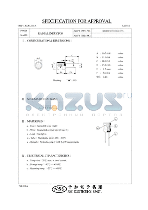 RB1010152 datasheet - RADIAL INDUCTOR