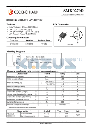 SMK0270D datasheet - SWITCHING REGULATOR APPLICATIONS