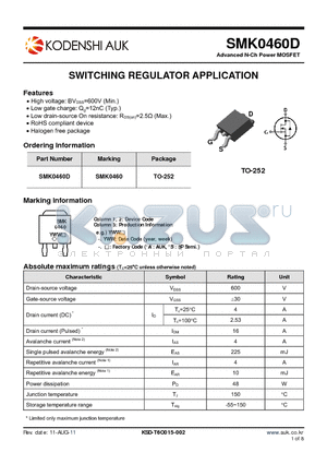 SMK0460D datasheet - SWITCHING REGULATOR APPLICATION
