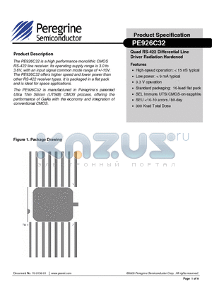 PE926C32-01 datasheet - Quad RS-422 Differential Line Driver Radiation Hardened
