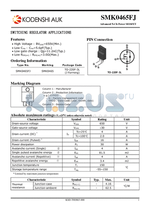 SMK0465FJ datasheet - SWITCHING REGULATOR APPLICATIONS