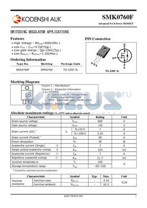 SMK0760F datasheet - SWITCHING REGULATOR APPLICATIONS