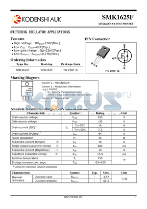 SMK1625F datasheet - SWITCHING REGULATOR APPLICATIONS