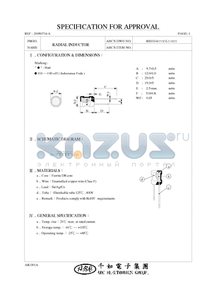 RB1014102KL datasheet - RADIAL INDUCTOR