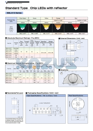 SML-010VT datasheet - Standard Type Chip LEDs with reflector