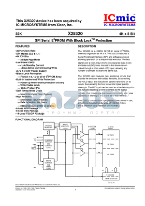 X25320VG-2.7 datasheet - SPI Serial E2PROM With Block LockTM Protection