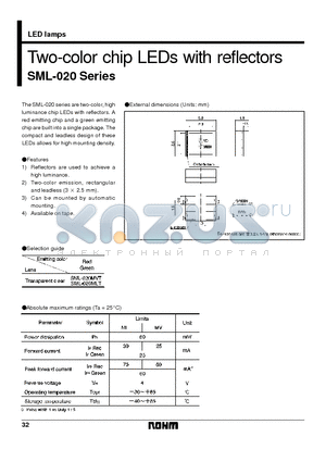 SML-020MLT datasheet - Two-color chip LEDs with reflectors