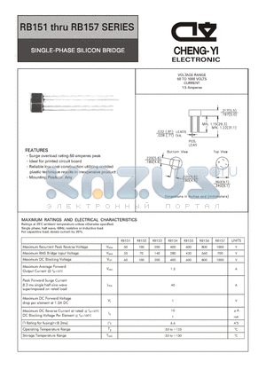 RB151 datasheet - SINGLE-PHASE SILICON BRIDGE