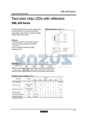 SML-020MDT datasheet - Two-color chip LEDs with reflectors