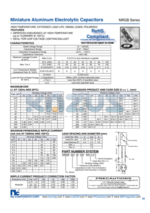 NRGB221M16V6.3X11F datasheet - Miniature Aluminum Electrolytic Capacitors