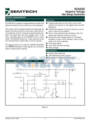 SC4150 datasheet - Negative Voltage Hot Swap Controller