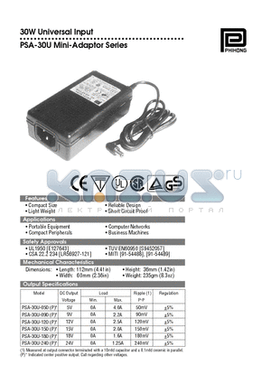 PSA-30U-180 datasheet - Mini-Adaptor Series