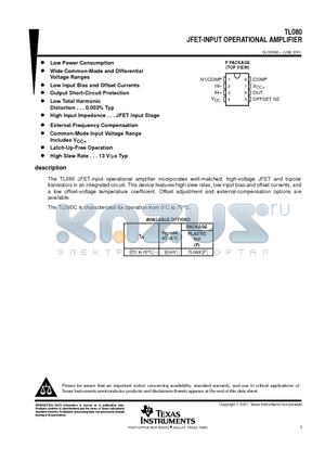 TL080_06 datasheet - JFET-INPUT OPERATIONAL AMPLIFIER