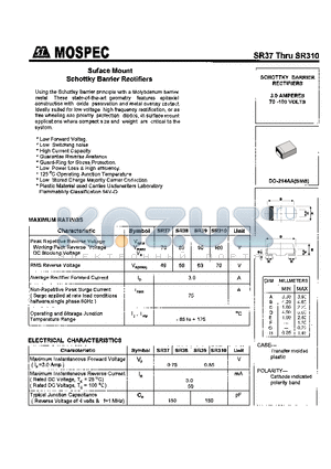 SR38 datasheet - SCHOTTKY BARRIER RECTIFIERS(3.0A,70-100V)