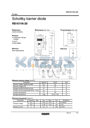 RB161VA-20 datasheet - Schottky barrier diode