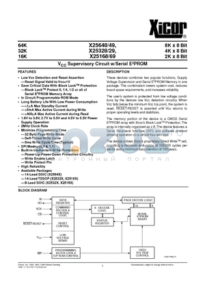 X25648V14-2.7 datasheet - V CC Supervisory Circuit w/Serial E 2 PROM