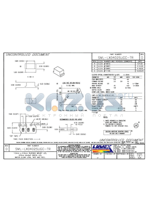 SML-LX0402SUGC-TR datasheet - 1.0mm x 0.5mm SURFACE MOUNT LED