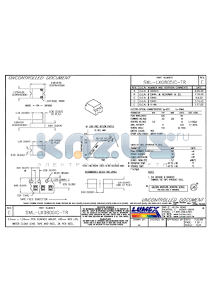 SML-LX0805IC-TR datasheet - 2.0mm x 1.25mm PCB SURFACE MOUNT