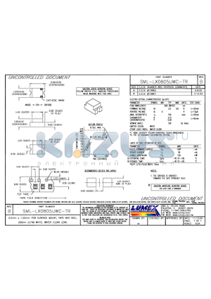 SML-LX0805UWC-TR datasheet - 2.0mm x 1.25mm PCB SURFACE MOUNT