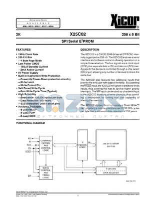 X25C02P datasheet - SPI Serial E2PROM